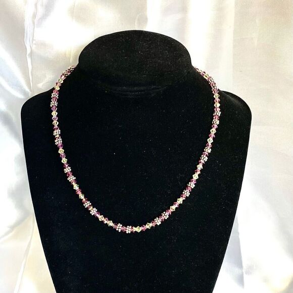 UE# Amethyst Crystal & Sterling 925 Silver Beaded Necklace - Picture 3 of 10